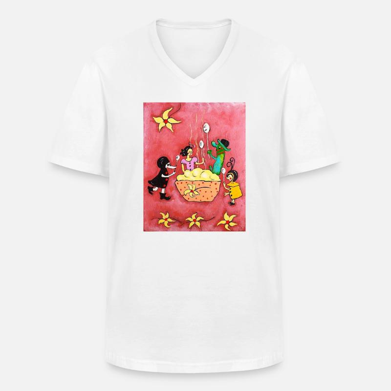 Vanille Pudding - Männer-T-Shirt mit V-Ausschnitt - Weiß