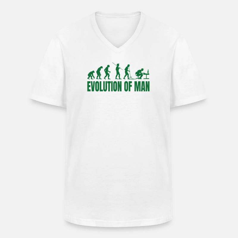 Évolution de l’homme Programmeur IT - T-shirt col V Homme - blanc