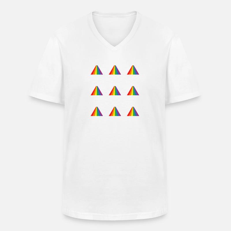 Rainbow Pyramid Pattern - Men's V-Neck T-Shirt - white