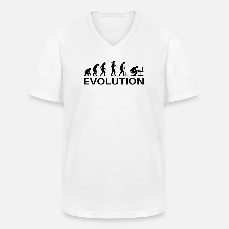 Evolution Gamer | Computer Freak Nerd PC - Männer-T-Shirt mit V-Ausschnitt - Weiß