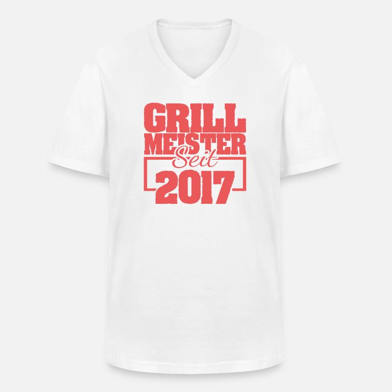 2017 - Männer-T-Shirt mit V-Ausschnitt - Weiß