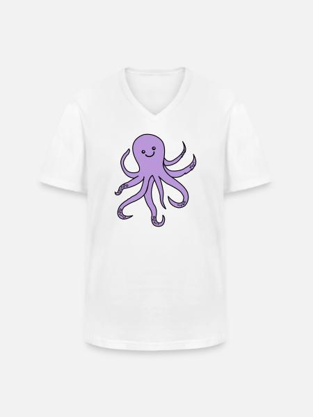 Charme de pieuvre violette - T-shirt col V Homme - blanc