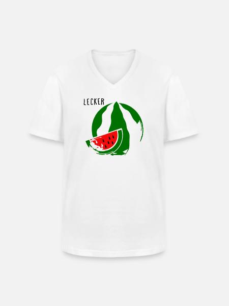 Melone - Männer-T-Shirt mit V-Ausschnitt - Weiß