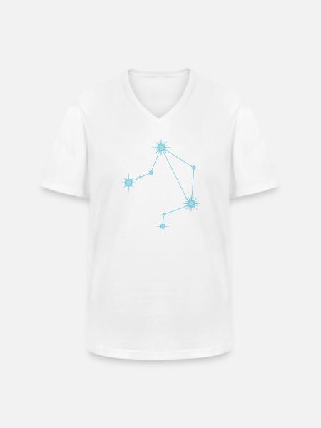 Waagestern, Sternbild, Tierkreiszeichen, Pastellblau - Männer-T-Shirt mit V-Ausschnitt - Weiß