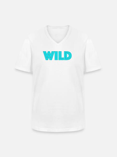 Lettrage néon sauvage - T-shirt col V Homme - blanc