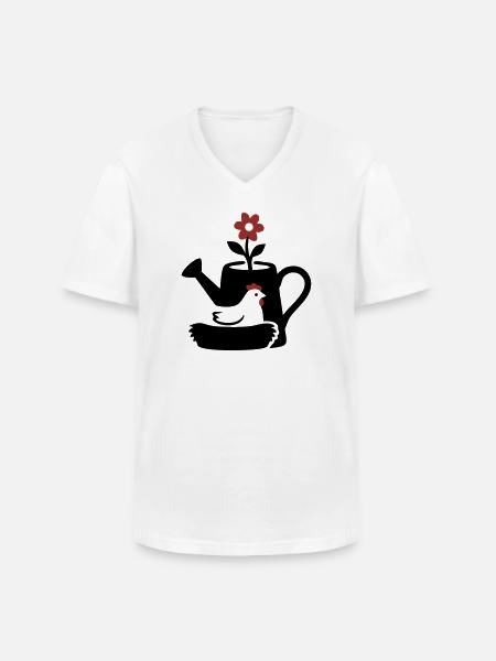 Giesskanne Huhn Nest Grafik - Männer-T-Shirt mit V-Ausschnitt - Weiß
