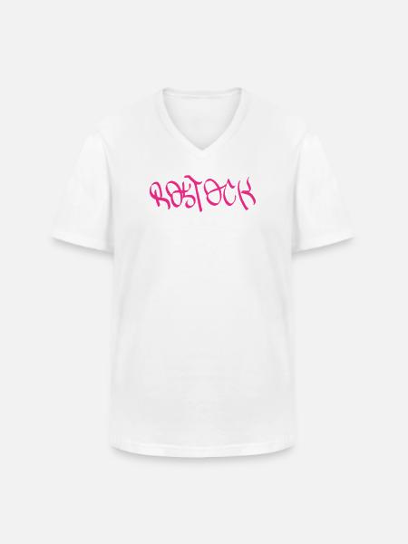 Rostock Graffiti Style T-Shirt - Men's V-Neck T-Shirt - white