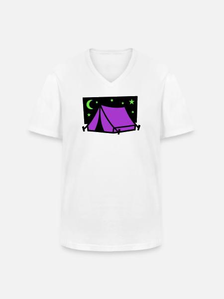 Camping Tent Star Graphic - Men's V-Neck T-Shirt - white