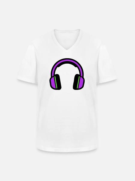 Silhouette musicale des écouteurs - T-shirt col V Homme - blanc