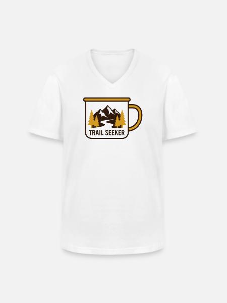 Berge Tasse Wander Logo - Männer-T-Shirt mit V-Ausschnitt - Weiß