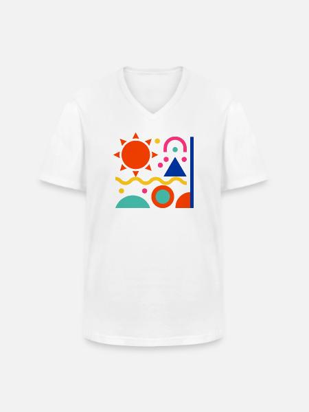 Bunte Formen - Männer-T-Shirt mit V-Ausschnitt - Weiß
