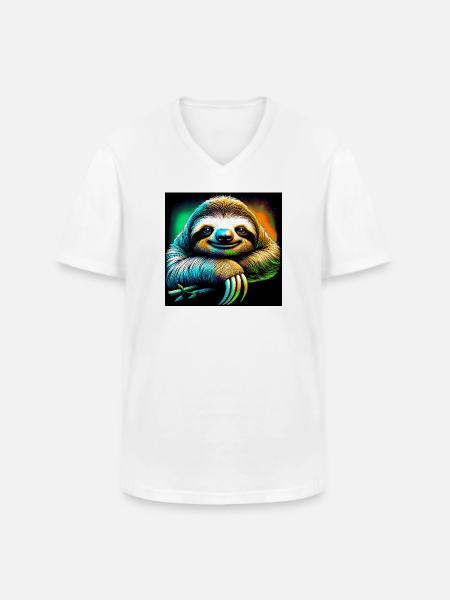 Faultier - Männer-T-Shirt mit V-Ausschnitt - Weiß