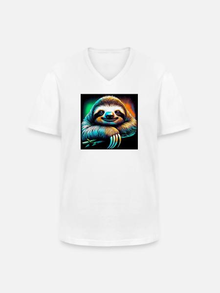 sloth - Men's V-Neck T-Shirt - white