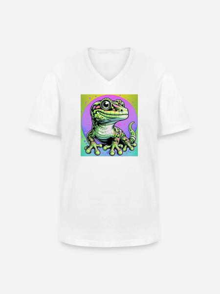Gecko - Men's V-Neck T-Shirt - white