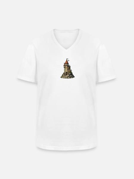 Castle tower on the rock - Men's V-Neck T-Shirt - white