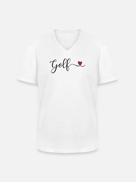 Golf Design mit Herz - Männer-T-Shirt mit V-Ausschnitt - Weiß