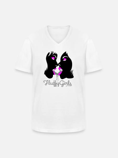 fluffy girls - Männer-T-Shirt mit V-Ausschnitt - Weiß