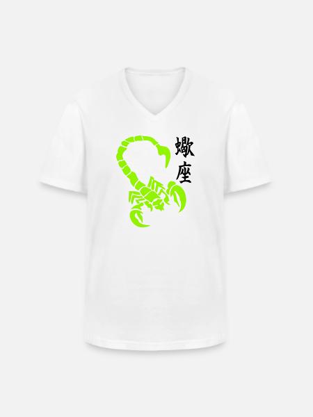 skorpion_kanji_02 - T-shirt col V Homme - blanc