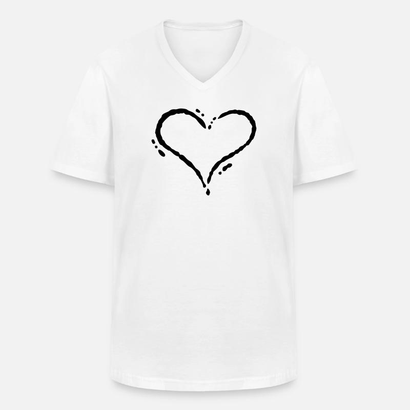 Herz - Scribble (Zeichnung) - Männer-T-Shirt mit V-Ausschnitt - Weiß