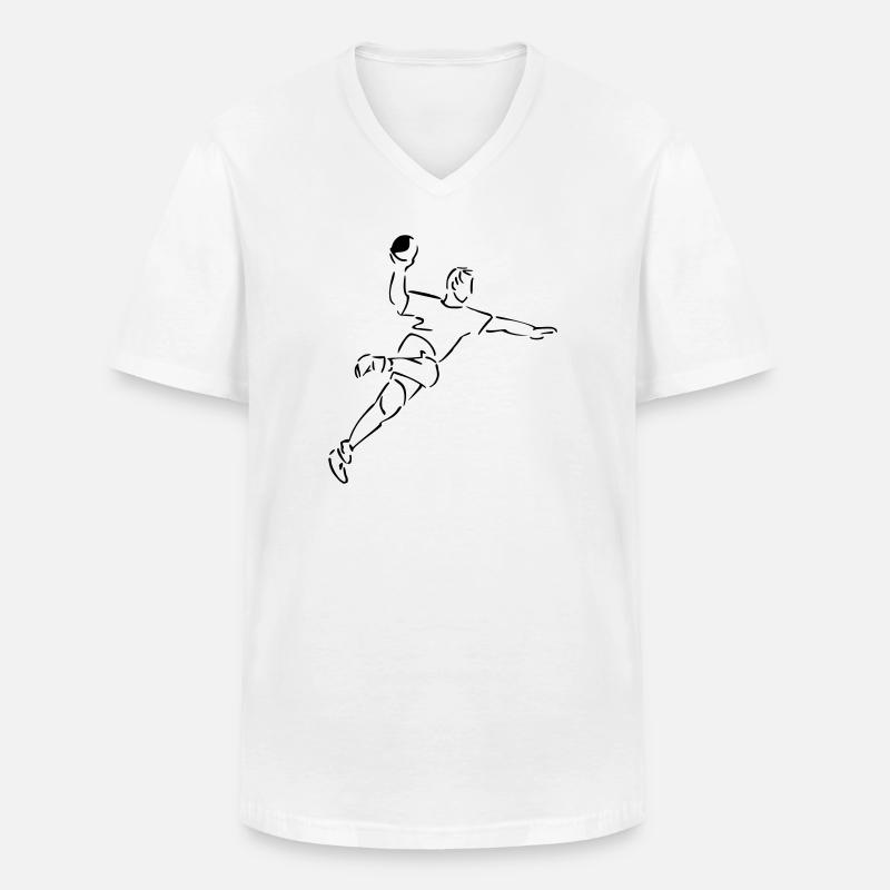 Handball - Männer-T-Shirt mit V-Ausschnitt - Weiß