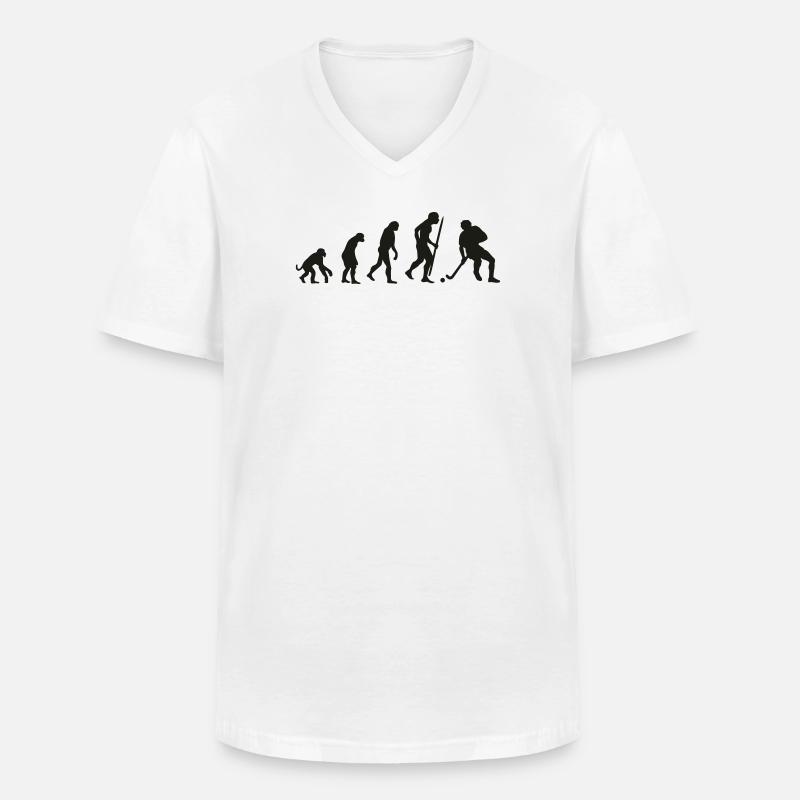 Evolution der Feldhockey - Männer-T-Shirt mit V-Ausschnitt - Weiß
