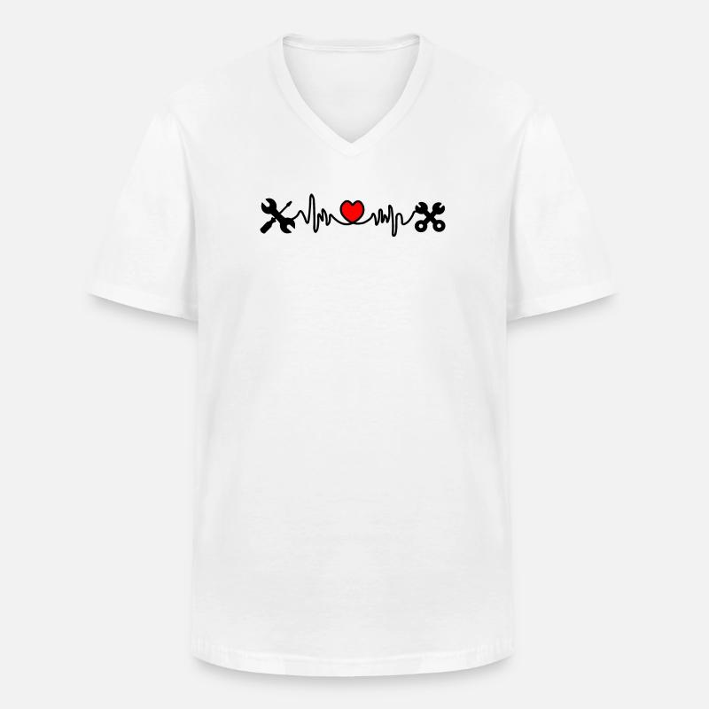 Werkzeuge mit Herzkardiogramm - Männer-T-Shirt mit V-Ausschnitt - Weiß