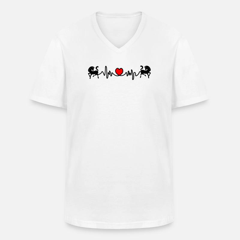 Zwei Pferde Cardio-Herzfrequenz - Männer-T-Shirt mit V-Ausschnitt - Weiß
