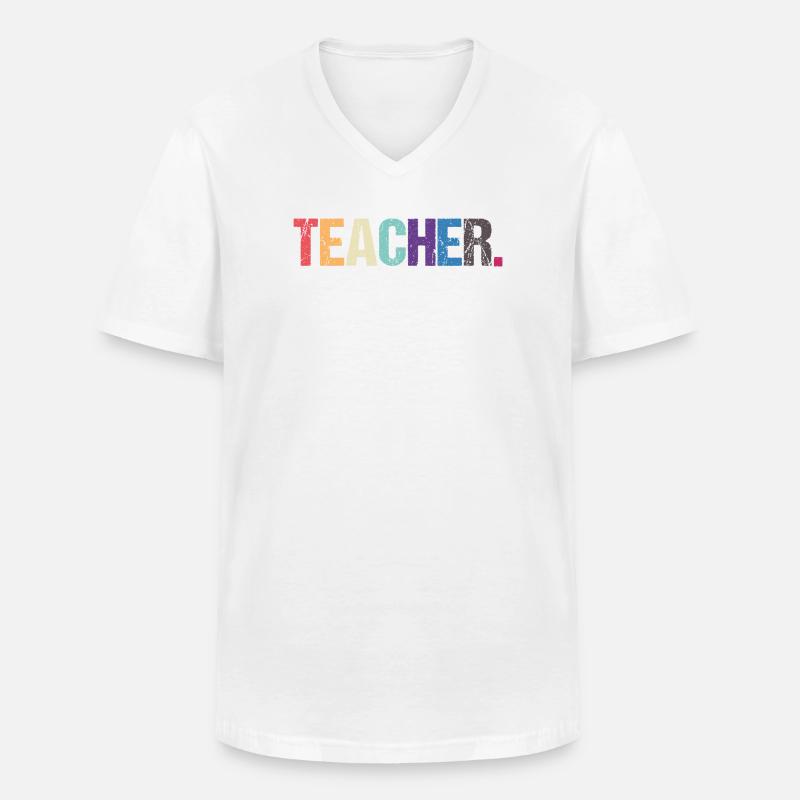 Conception colorée de TEACHER - T-shirt col V Homme - blanc