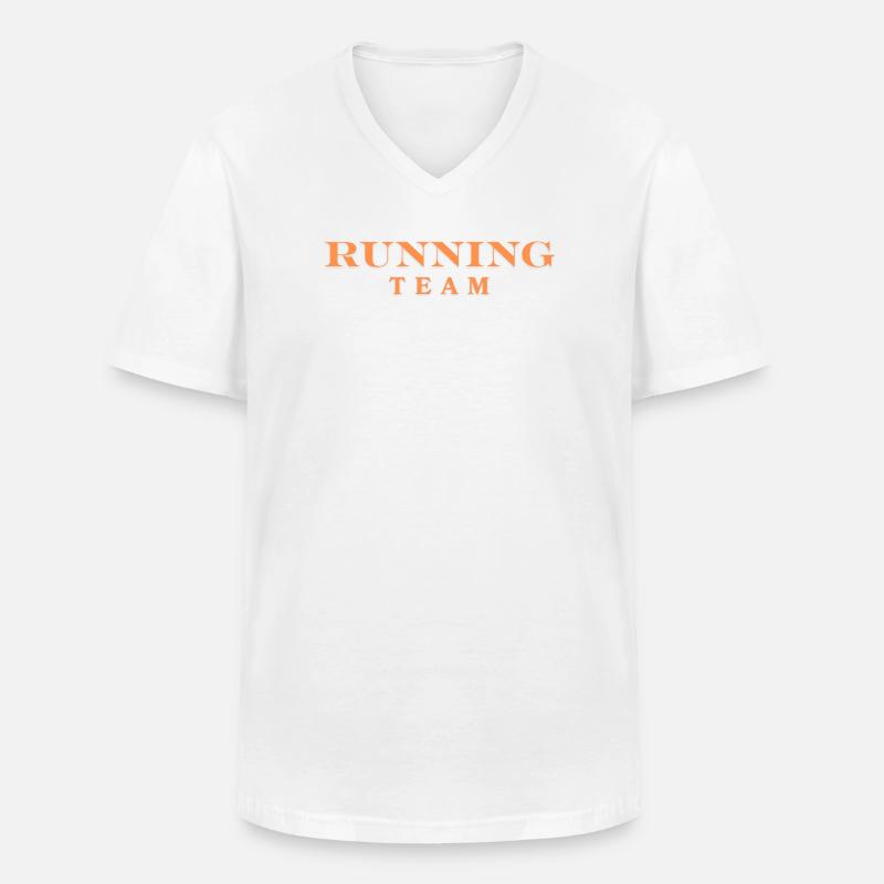 Running Team - Männer-T-Shirt mit V-Ausschnitt - Weiß