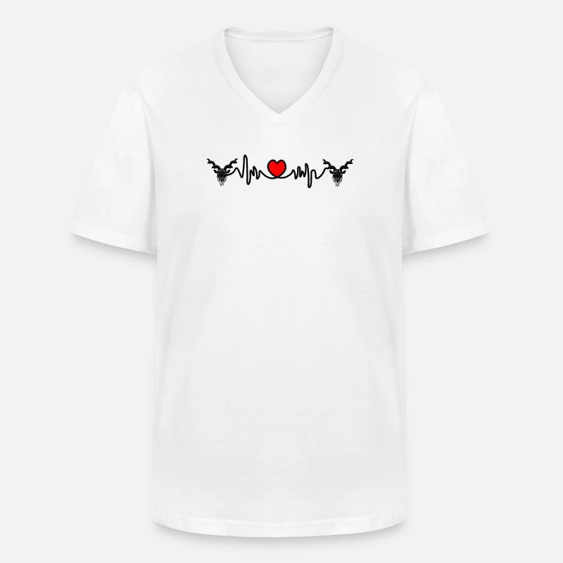 Herzfrequenz Cardio Steinbock Steinbock Steinbock - Männer-T-Shirt mit V-Ausschnitt - Weiß