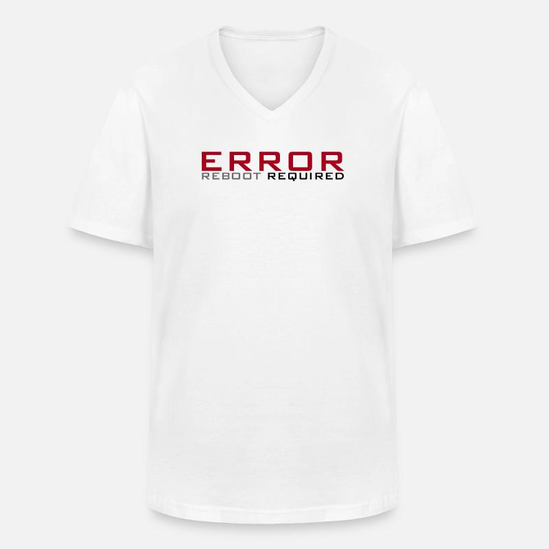 Fehler: Neustart erforderlich - Männer-T-Shirt mit V-Ausschnitt - Weiß