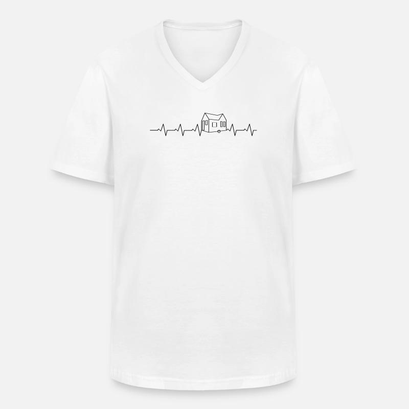Tiny House EKG - Männer-T-Shirt mit V-Ausschnitt - Weiß