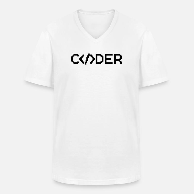 Coder - Men's V-Neck T-Shirt - white