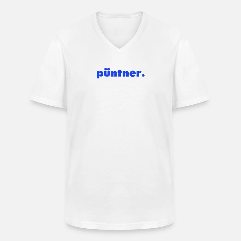 püntner. - Männer-T-Shirt mit V-Ausschnitt - Weiß