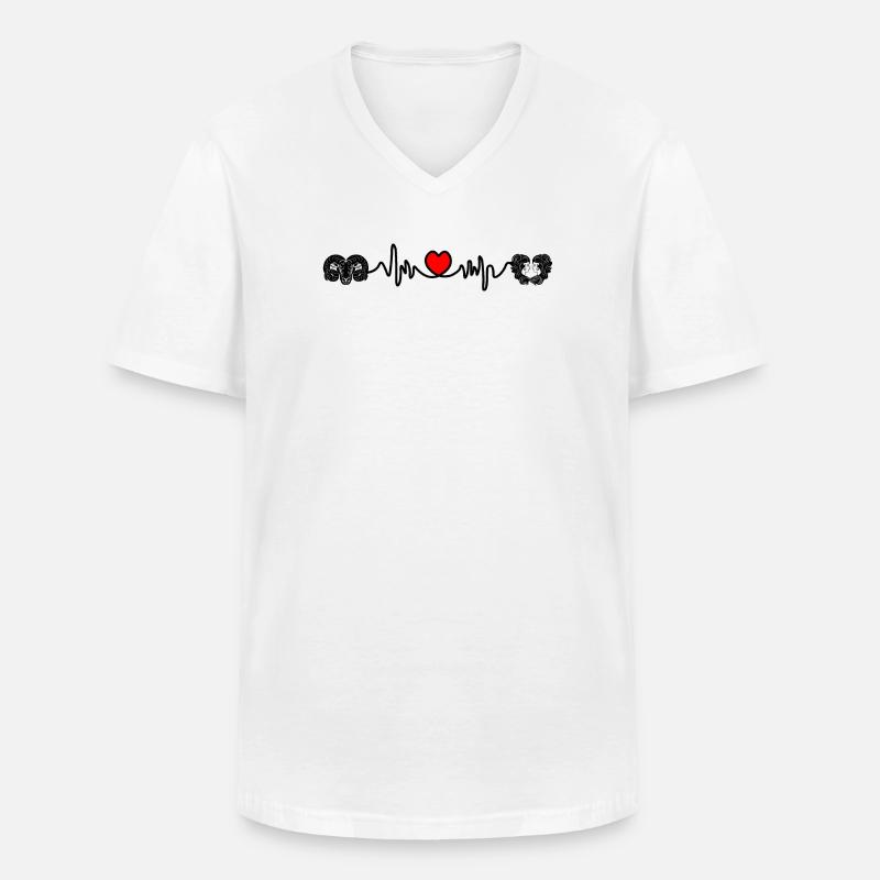 Herzfrequenz Cardio Widder Zwillinge - Männer-T-Shirt mit V-Ausschnitt - Weiß