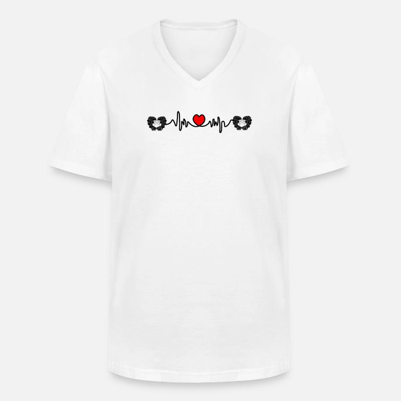 Herzfrequenz Cardio Twin Twins - Männer-T-Shirt mit V-Ausschnitt - Weiß