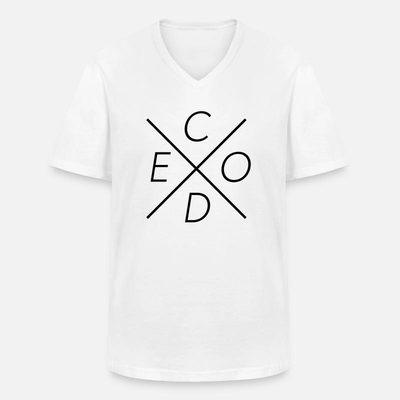 code - Men's V-Neck T-Shirt - white