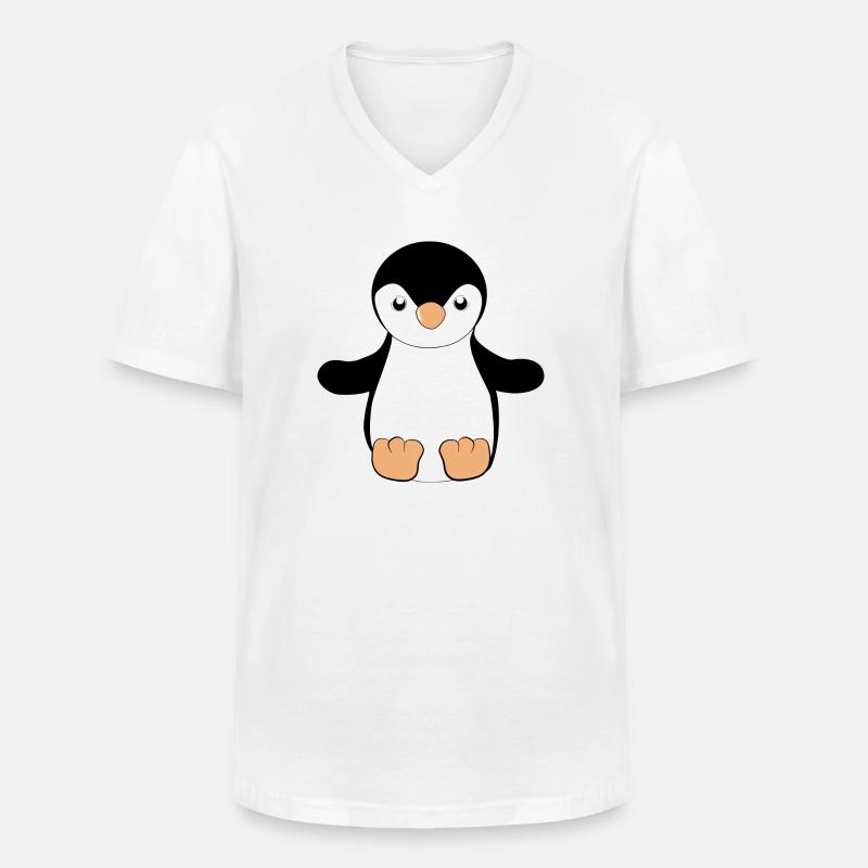 Pinguin - Männer-T-Shirt mit V-Ausschnitt - Weiß