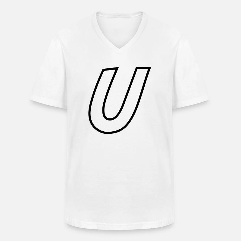 Buchstabe U - Männer-T-Shirt mit V-Ausschnitt - Weiß