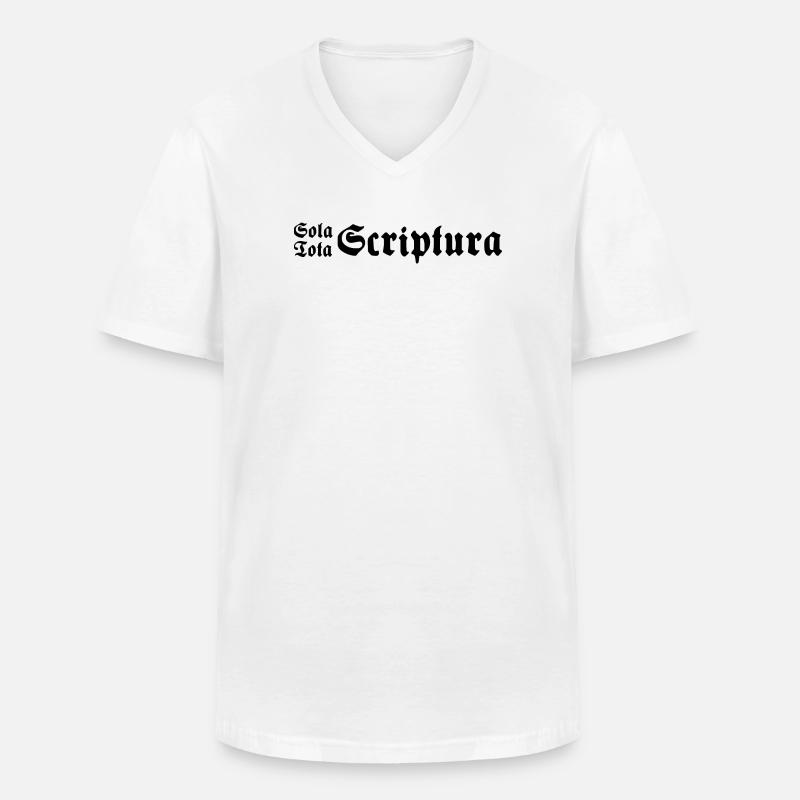 Sola Tota Scriptura Schwarz - Männer-T-Shirt mit V-Ausschnitt - Weiß