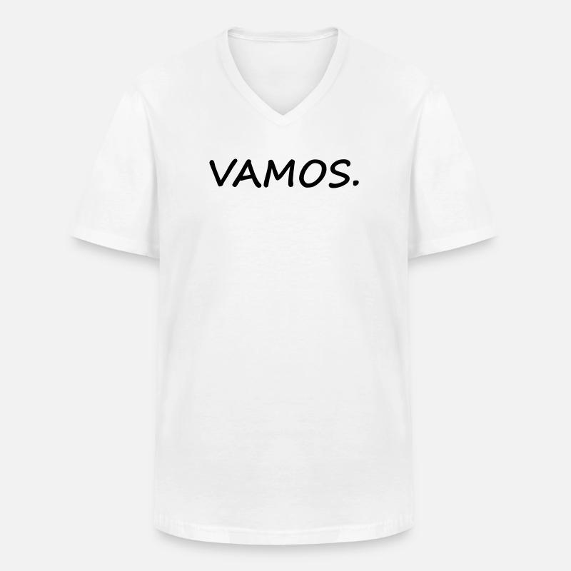 VAMOS - Männer-T-Shirt mit V-Ausschnitt - Weiß