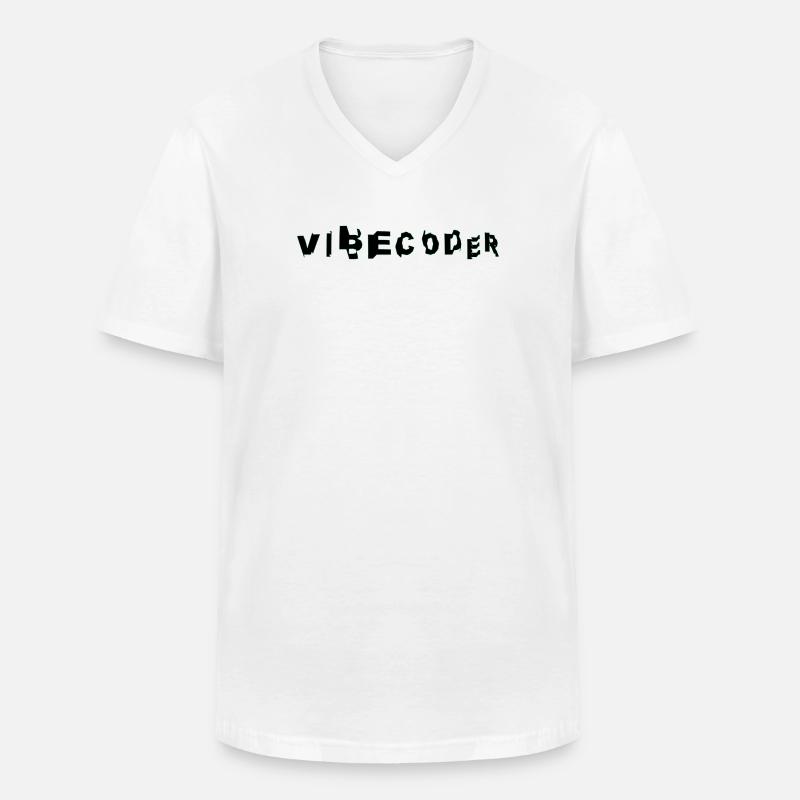 VibeCoder Glitch Neon - Men's V-Neck T-Shirt - white