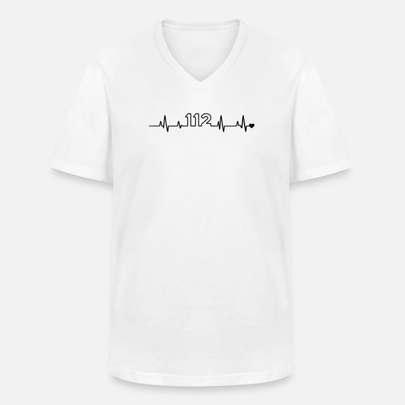 Feuerwehr 112 - Männer-T-Shirt mit V-Ausschnitt - Weiß