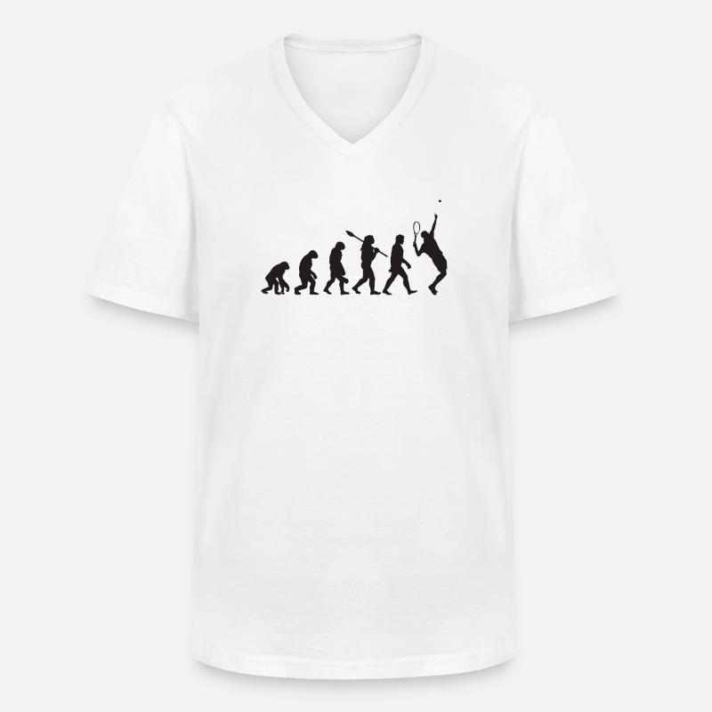 Tennis Evolution - Männer-T-Shirt mit V-Ausschnitt - Weiß