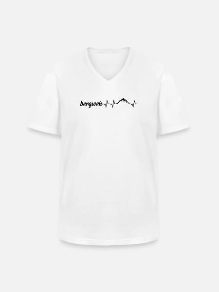 Bergweh Pulsschlag Berge - Exklusiv - Männer-T-Shirt mit V-Ausschnitt - Weiß