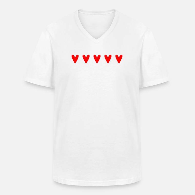 Leidenschaftliche rote Herzen in einzigartigem Muster - Männer-T-Shirt mit V-Ausschnitt - Weiß