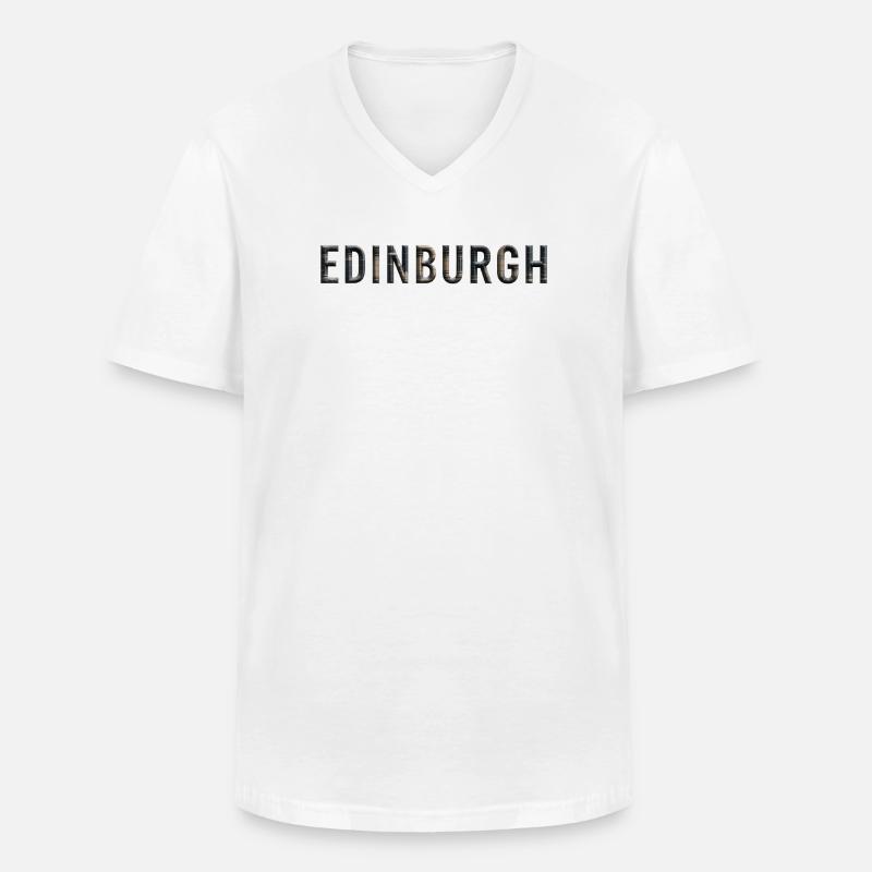 EDINBURGH – Architectural Stone Typography - Männer-T-Shirt mit V-Ausschnitt - Weiß