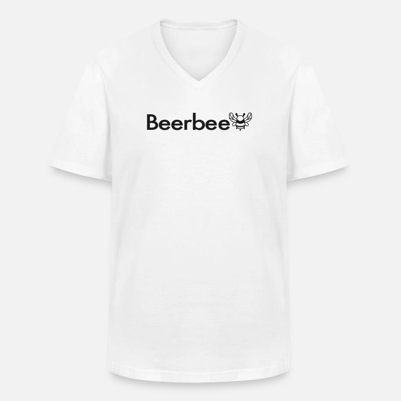 Beerbee Bierbiene Malle Spruch TShirt - Männer-T-Shirt mit V-Ausschnitt - Weiß
