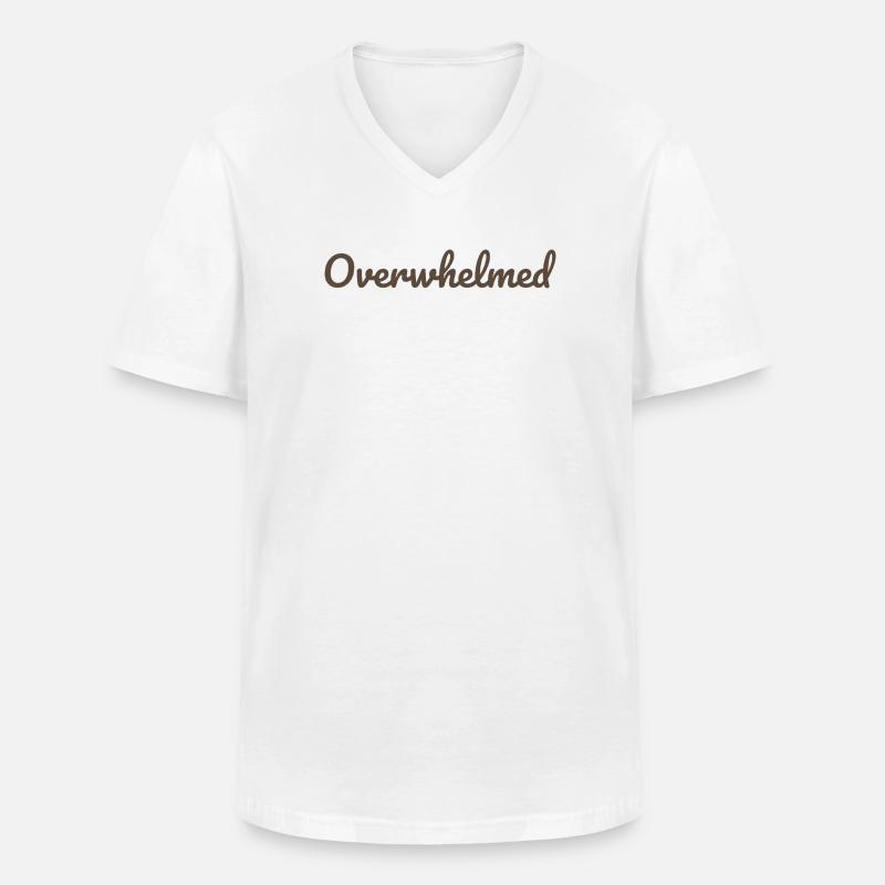 Überwältigt Script-Text in Braun - Männer-T-Shirt mit V-Ausschnitt - Weiß