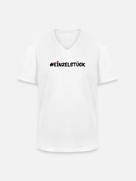 Einzelstück - Männer-T-Shirt mit V-Ausschnitt - Weiß